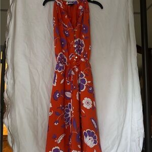 Ann Taylor Orange and Purple Floral Maxi Dress